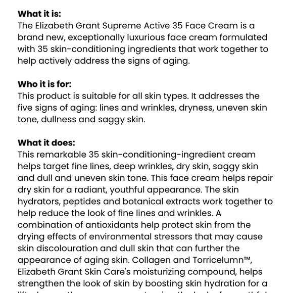Elizabeth Grant Supreme Active 35 Face Cream - Picture 4 of 5